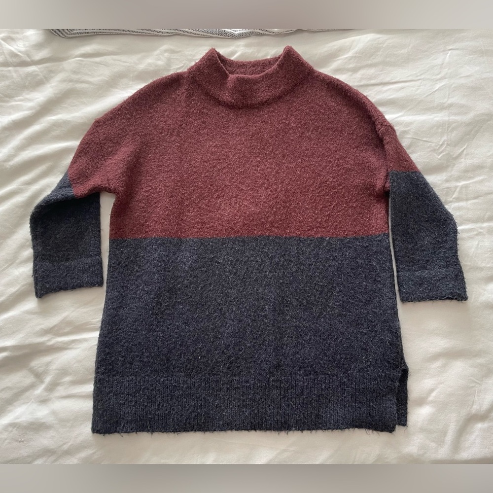 French Collection Color Block Mock Neck Sweater - Size XS